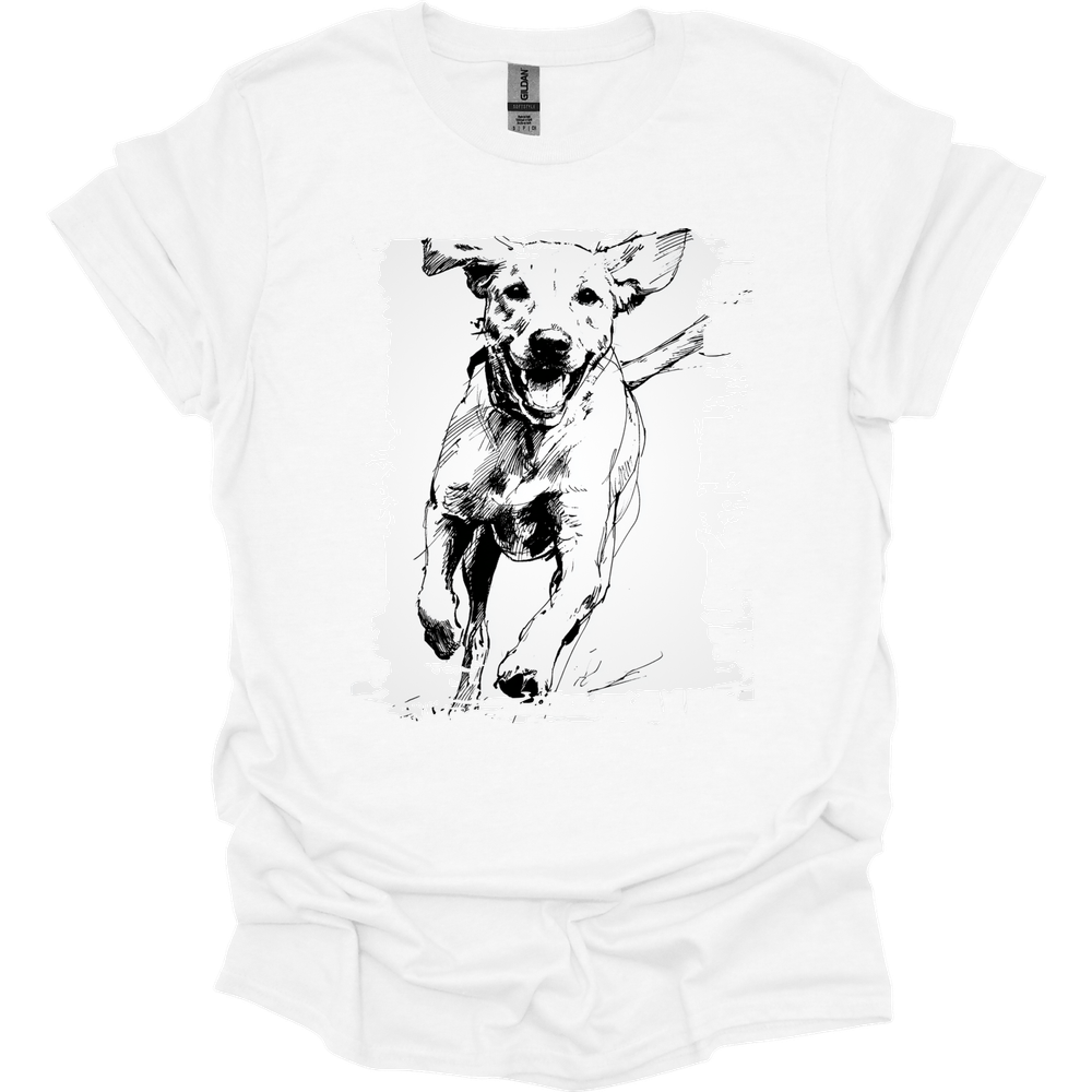 Labrador - Running Dog T-Shirt - White