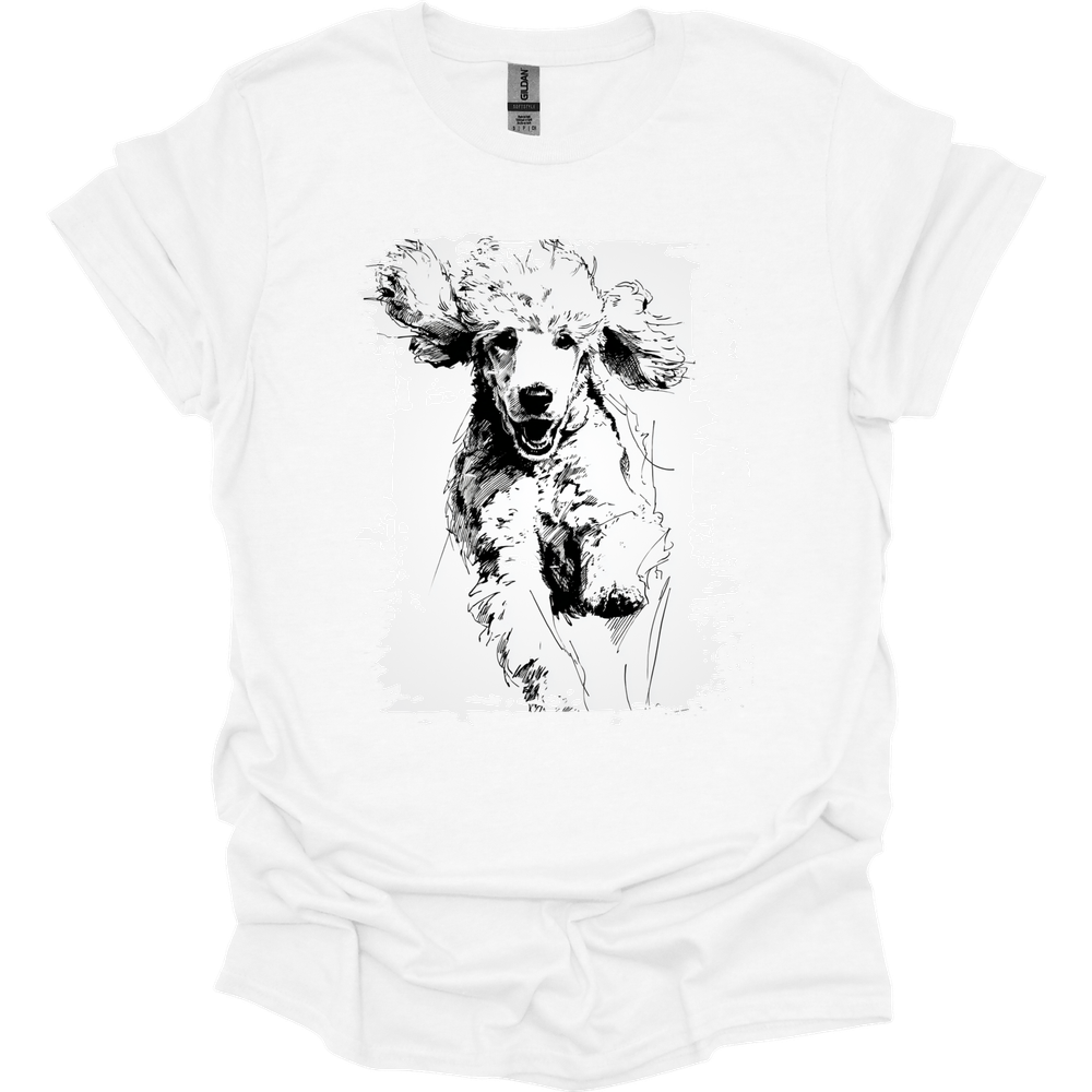 Poodle - Running Dog T-Shirt - White