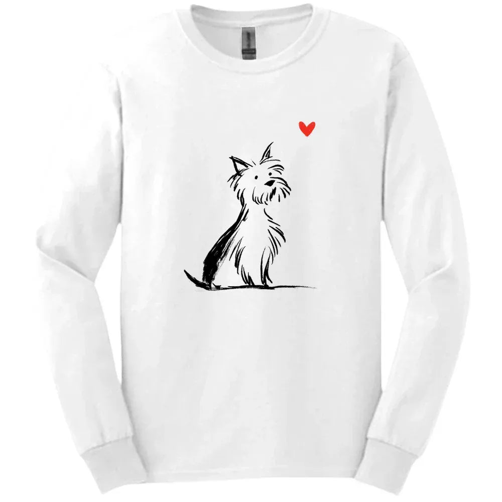 Yorkshire Terrier - Sketch Dog Long Sleeve Tee - White