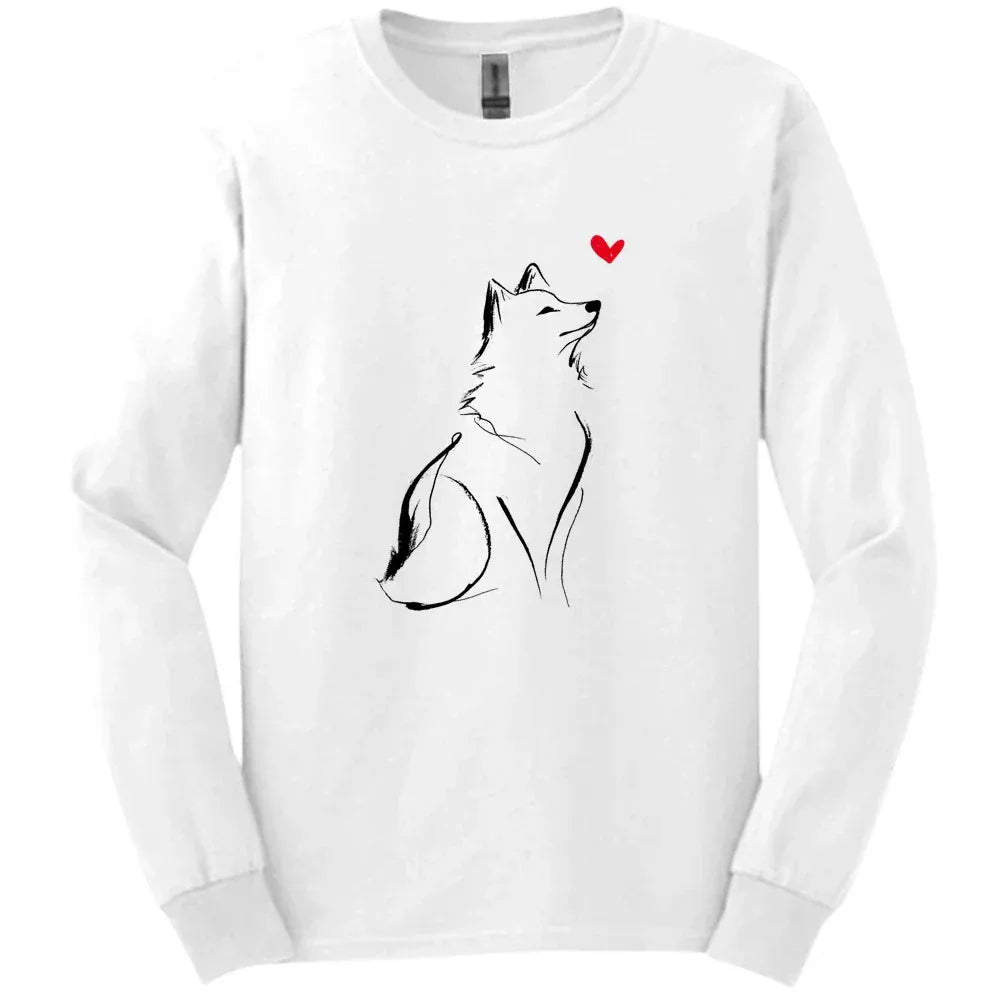 Shiba Inu - Sketch Dog Long Sleeve Tee - White