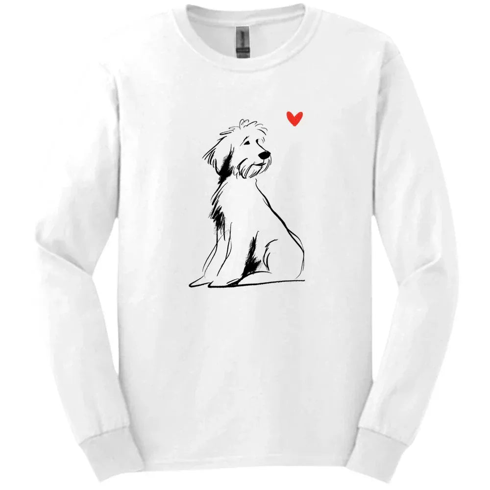 Portuguese Water Dog - Sketch Dog Long Sleeve Tee - White
