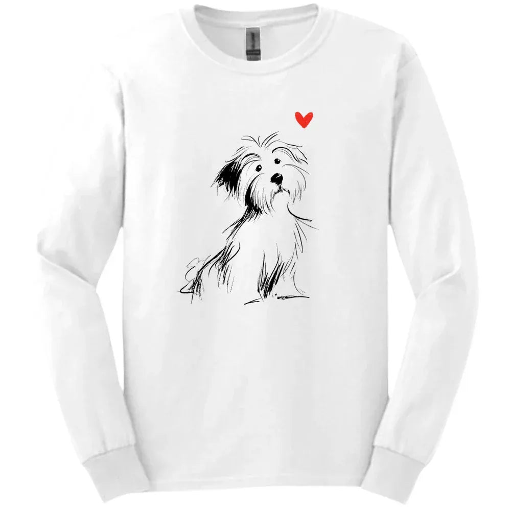 Havanese - Sketch Dog Long Sleeve Tee - White