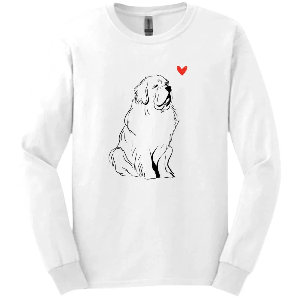 Newfoundland - Sketch Dog Long Sleeve Tee - White