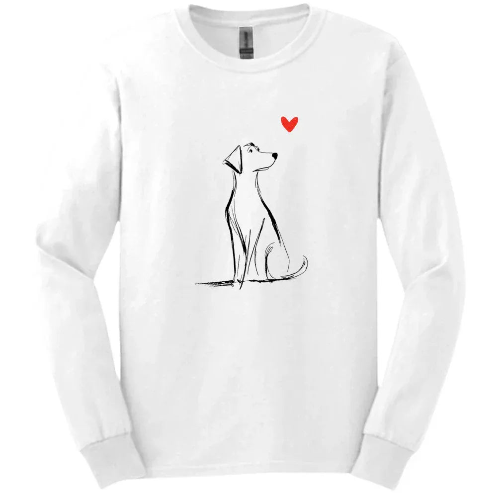 Labrador - Sketch Dog Long Sleeve Tee - White