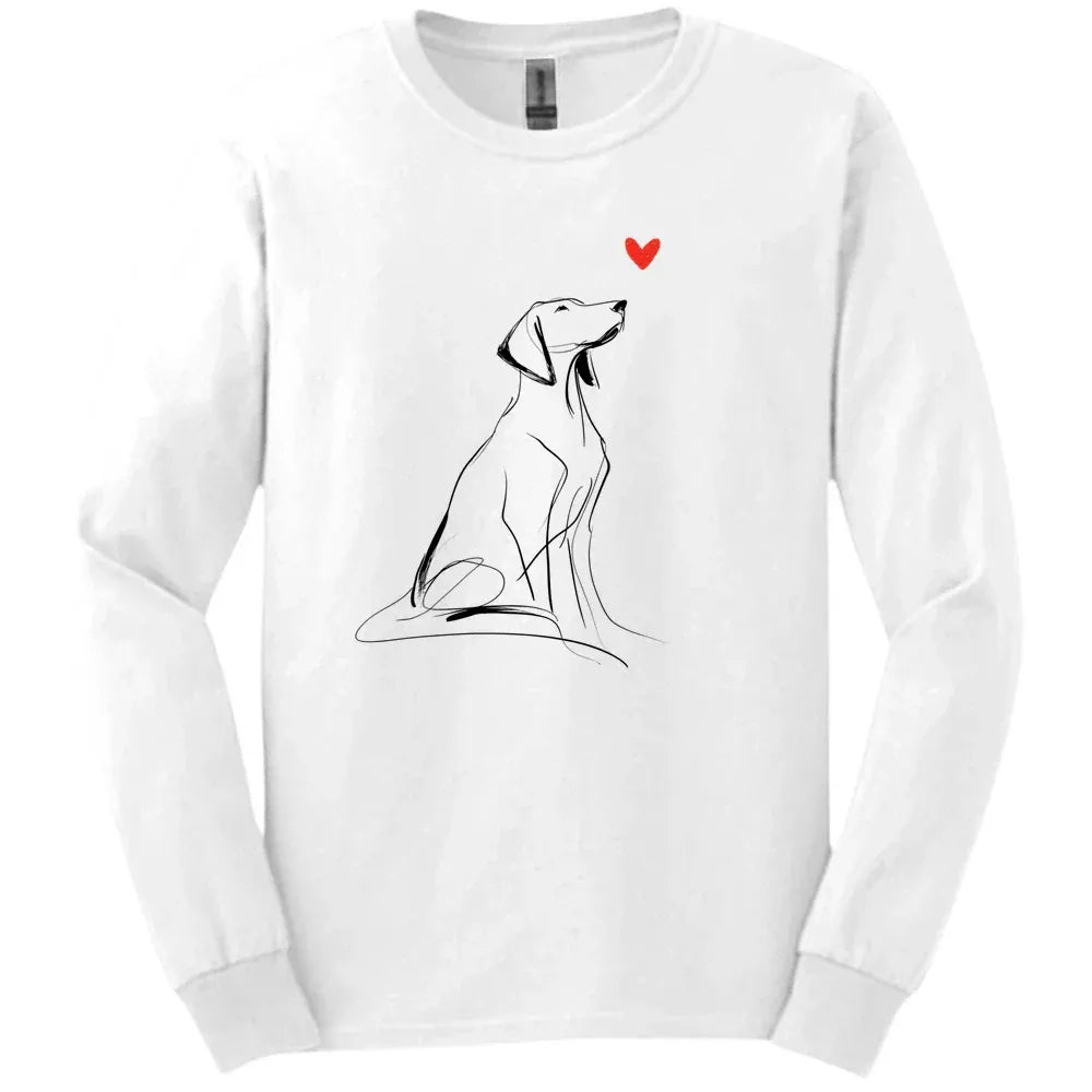 Vizsla - Sketch Dog Long Sleeve Tee - White