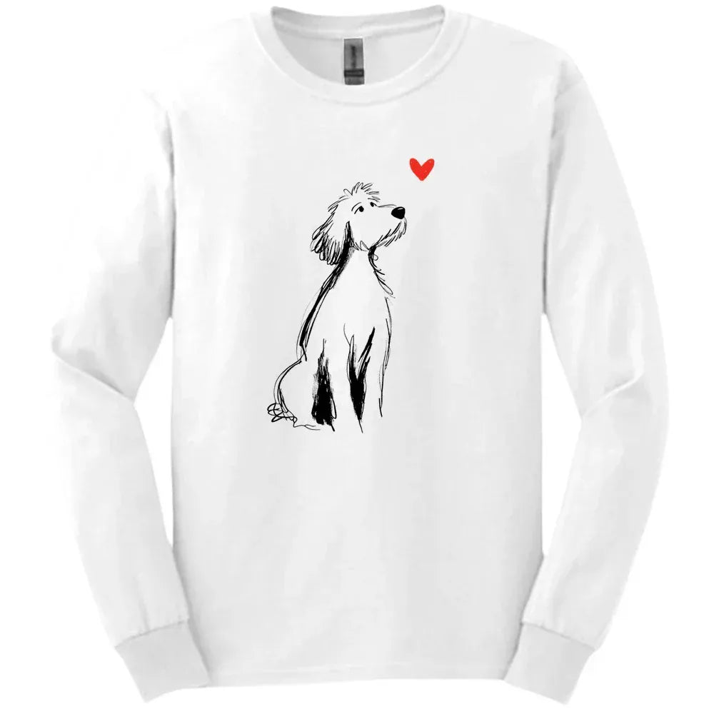 Golden Doodle - Sketch Dog Long Sleeve Tee - White