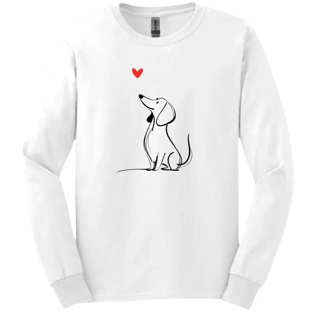 Dachshund - Sketch Dog Long Sleeve Tee - White