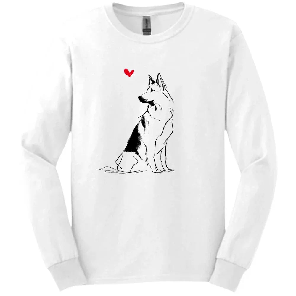 Dutch Shepherd - Sketch Dog Long Sleeve Tee - White