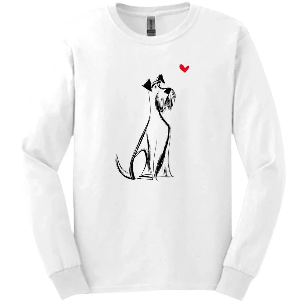 Giant Schnauzer - Sketch Dog Long Sleeve Tee - White