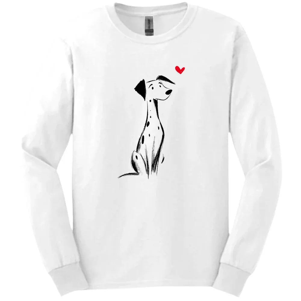 Dalmatian - Sketch Dog Long Sleeve Tee - White