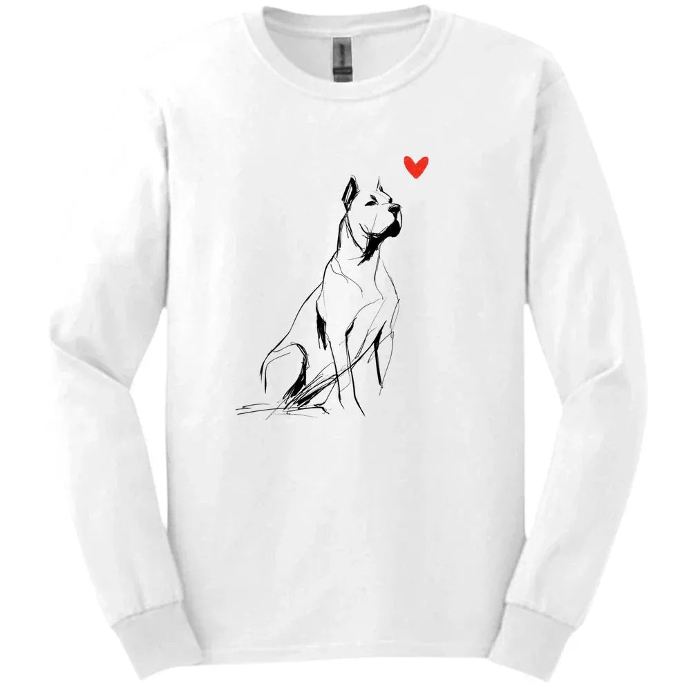 Cane Corso - Sketch Dog Long Sleeve Tee - White