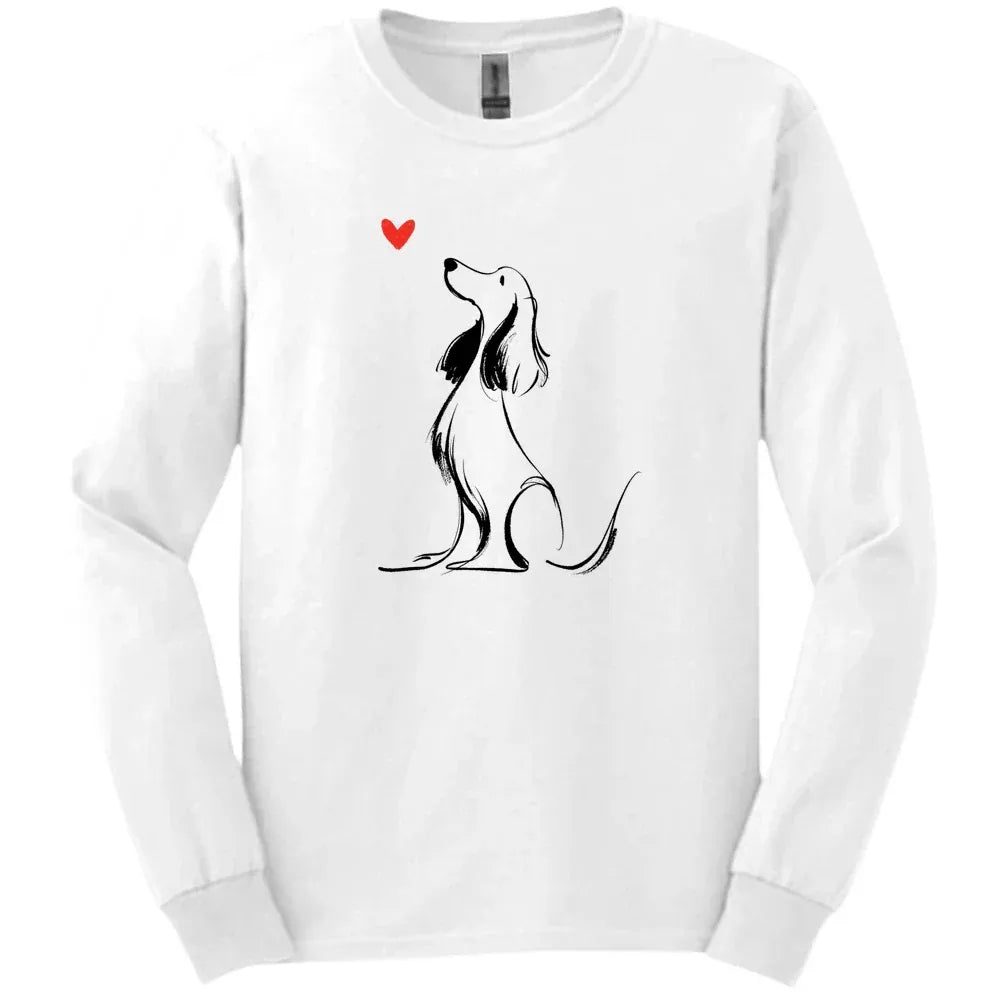 Cocker Spaniel - Sketch Dog Long Sleeve Tee - White