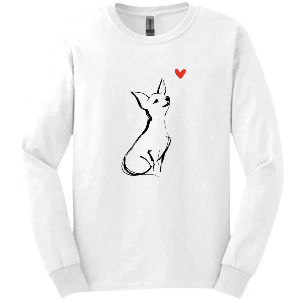 Chihuahua - Sketch Dog Long Sleeve Tee - White
