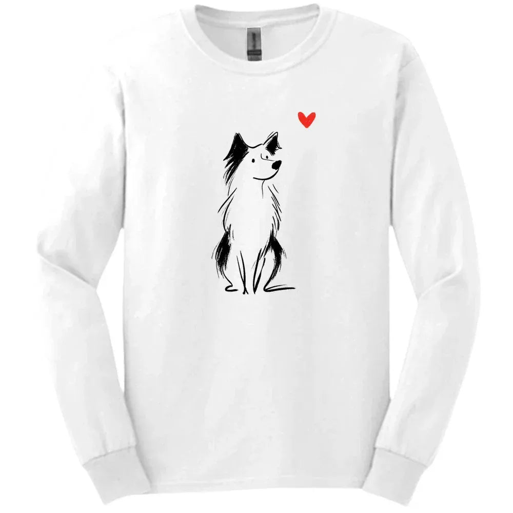 Australian Shepherd - Sketch Dog Long Sleeve Tee - White