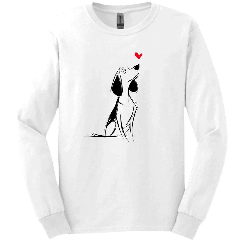 Beagle - Sketch Dog Long Sleeve Tee - White
