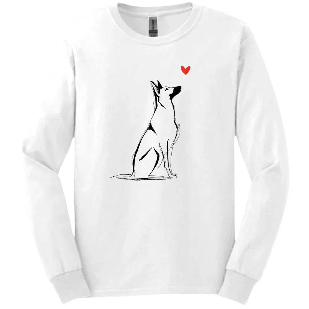 Beligian Malinois - Sketch Dog Long Sleeve Tee - White