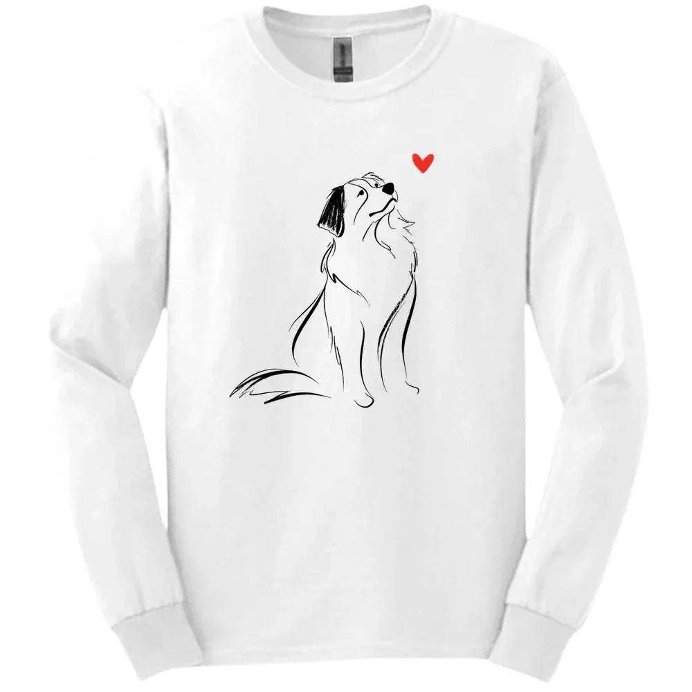 Bernese Mountain Dog - Sketch Dog Long Sleeve Tee - White