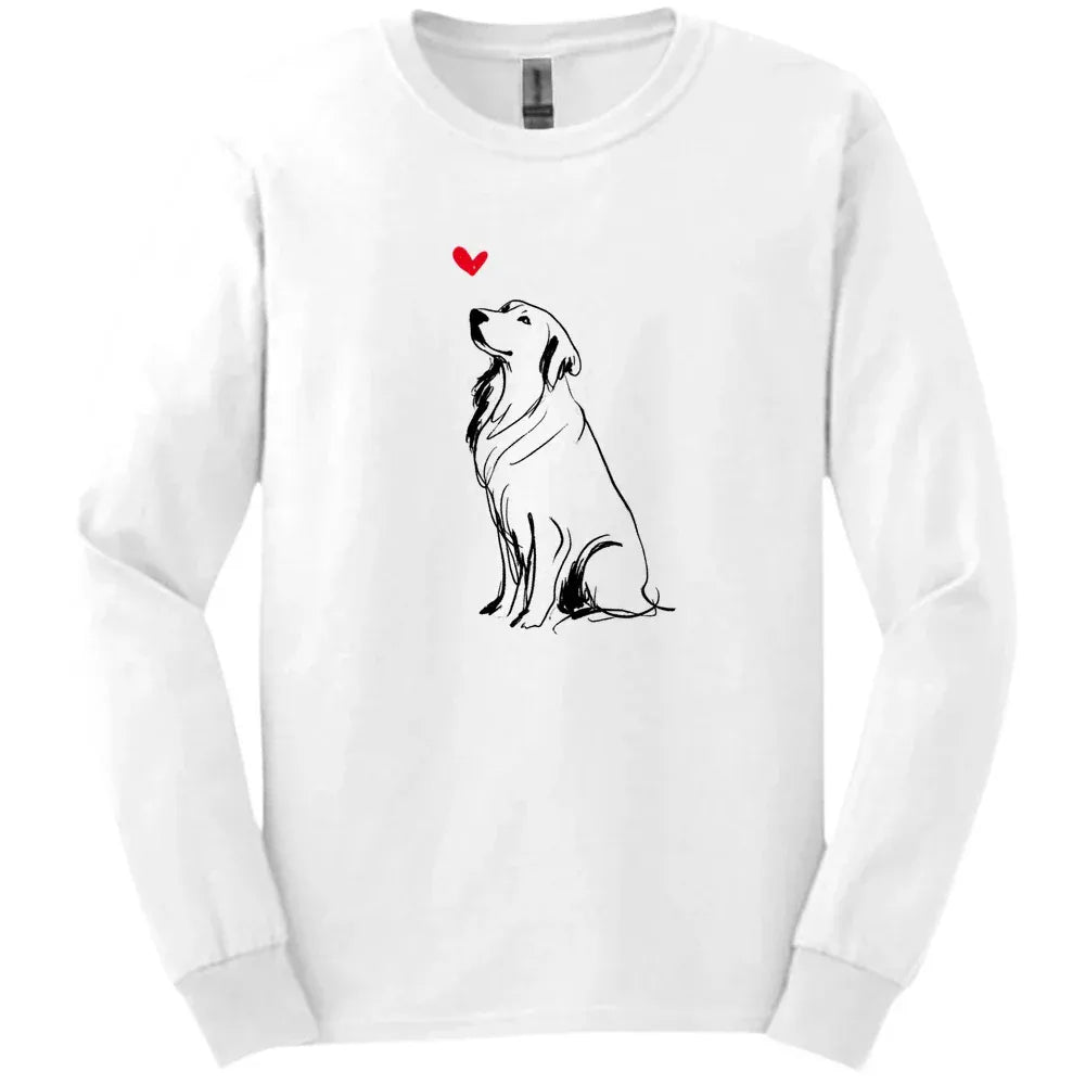 Golden Retriever - Sketch Dog Long Sleeve Tee - White
