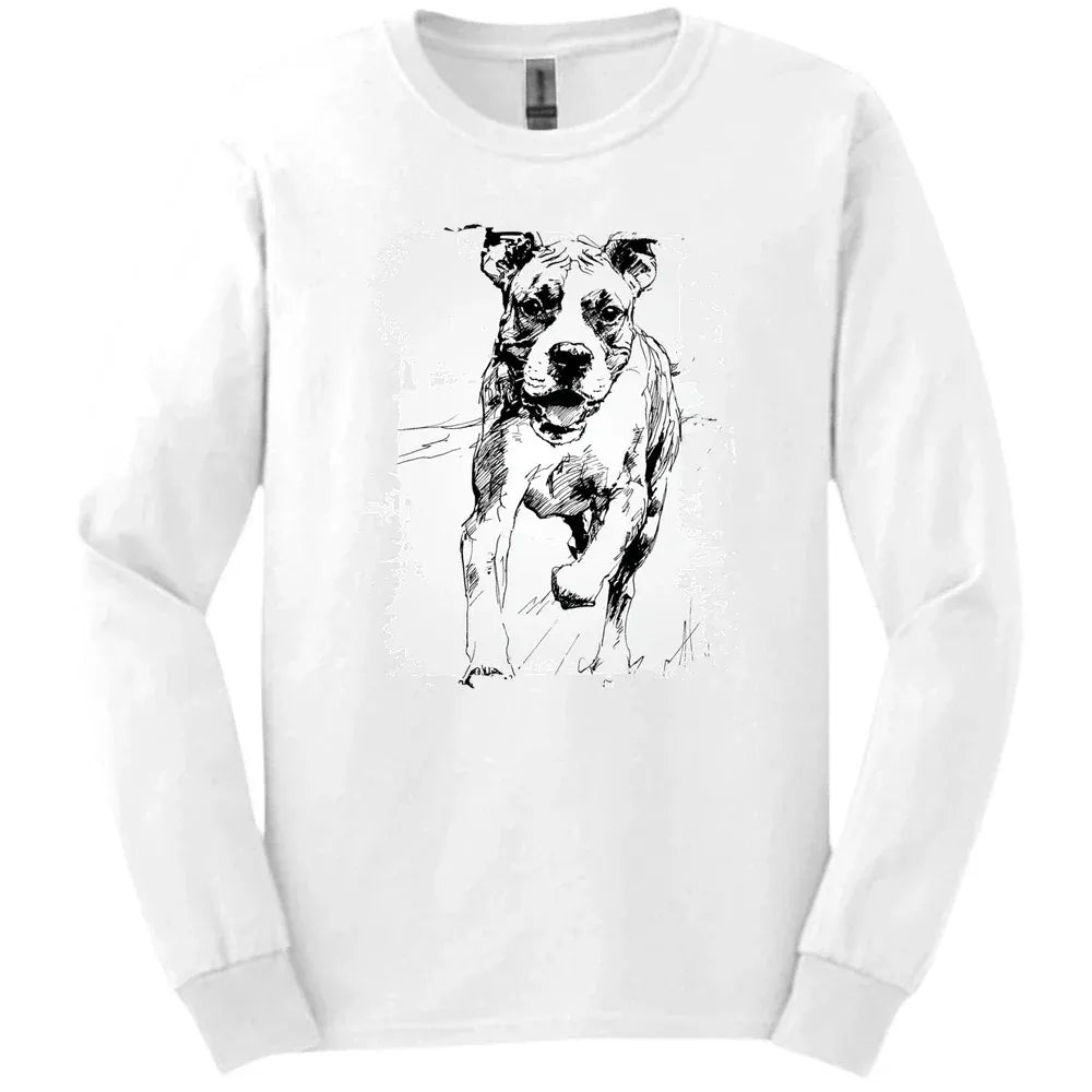 Boxer - Running Dog Long Sleeve Tee - White