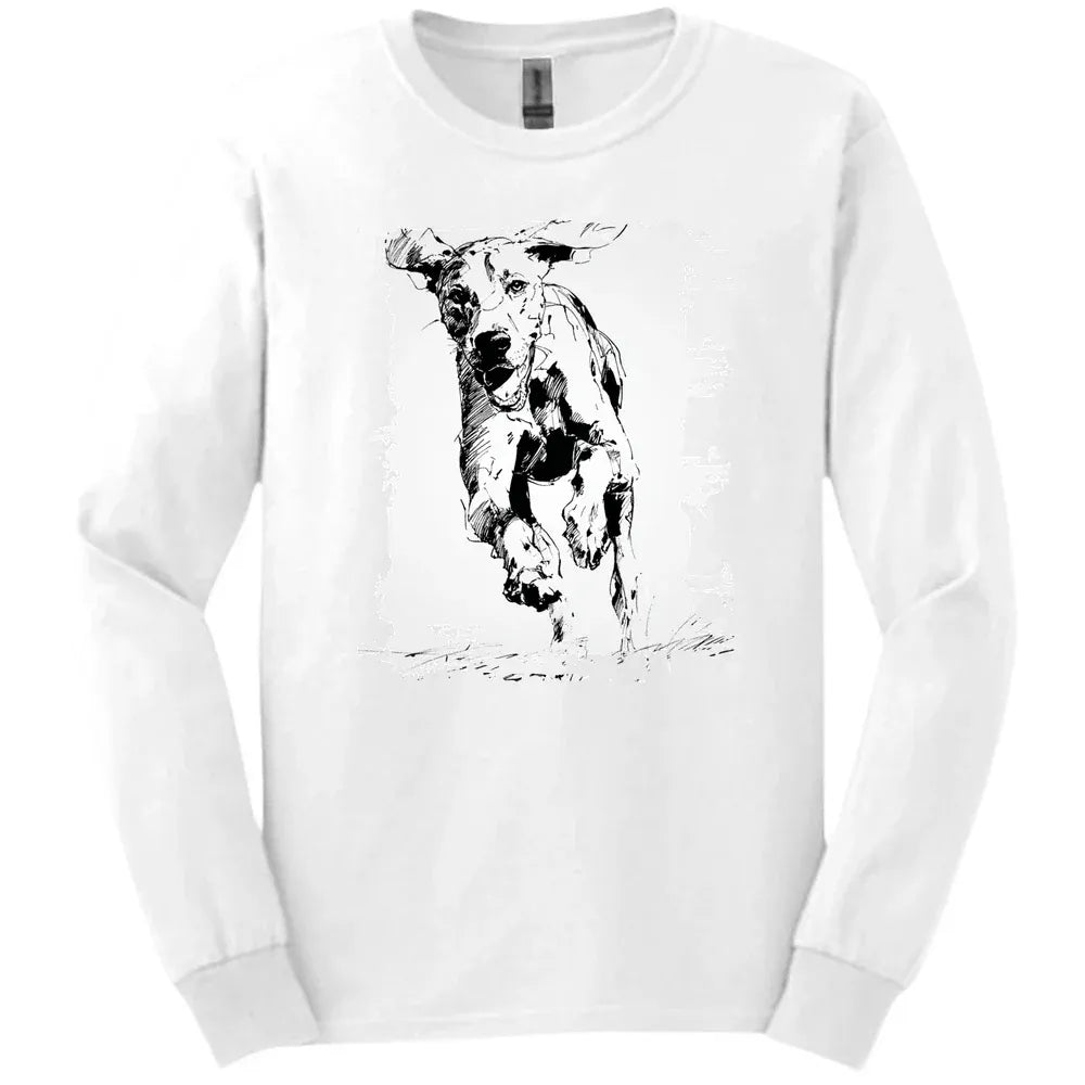 Bracco Italiano - Running Dog Long Sleeve Tee - White