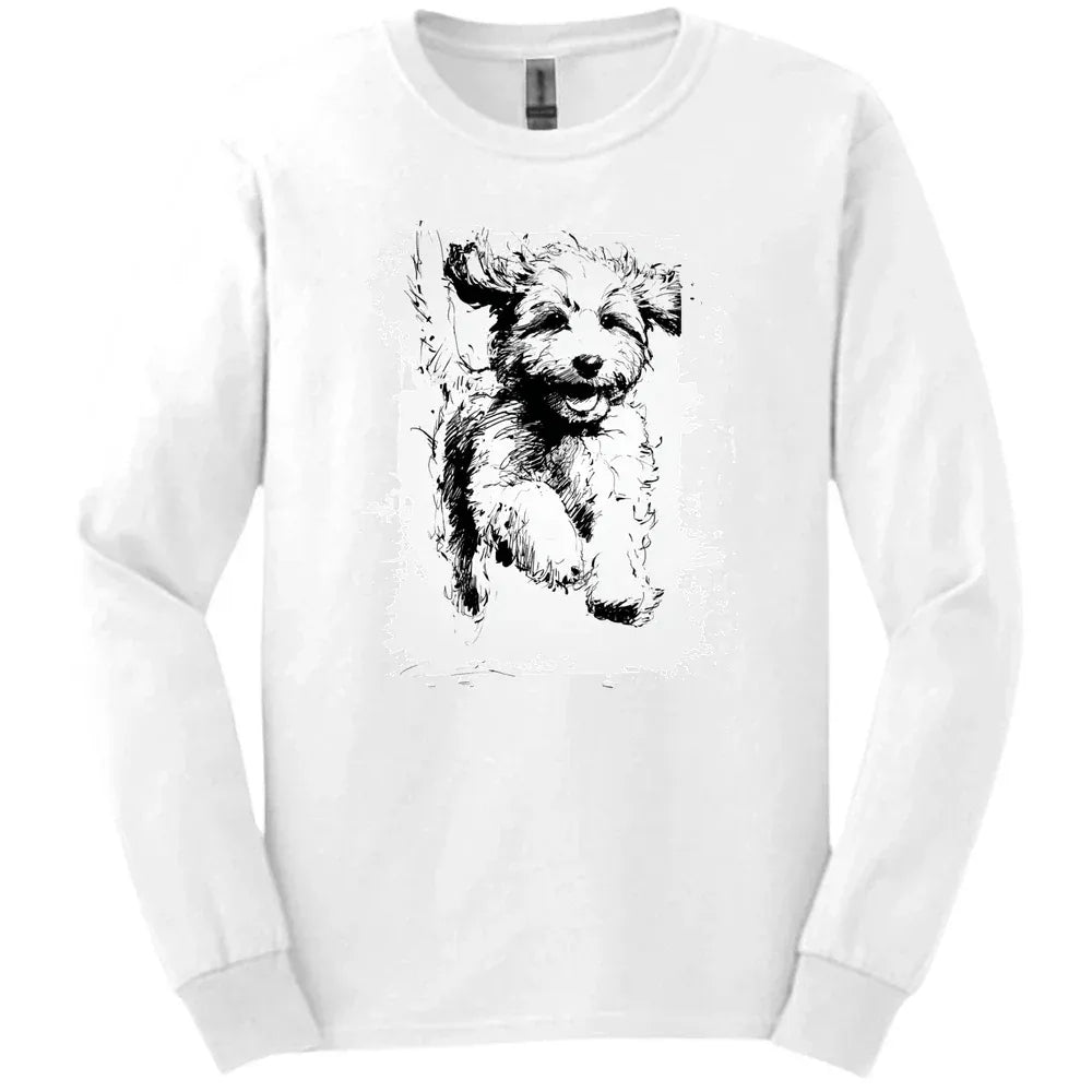 Cavapoo - Running Dog Long Sleeve Tee - White