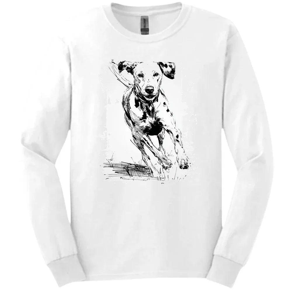 Dalmatian - Running Dog Long Sleeve Tee - White