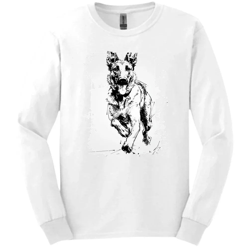Dutch Shepherd - Running Dog Long Sleeve Tee - White