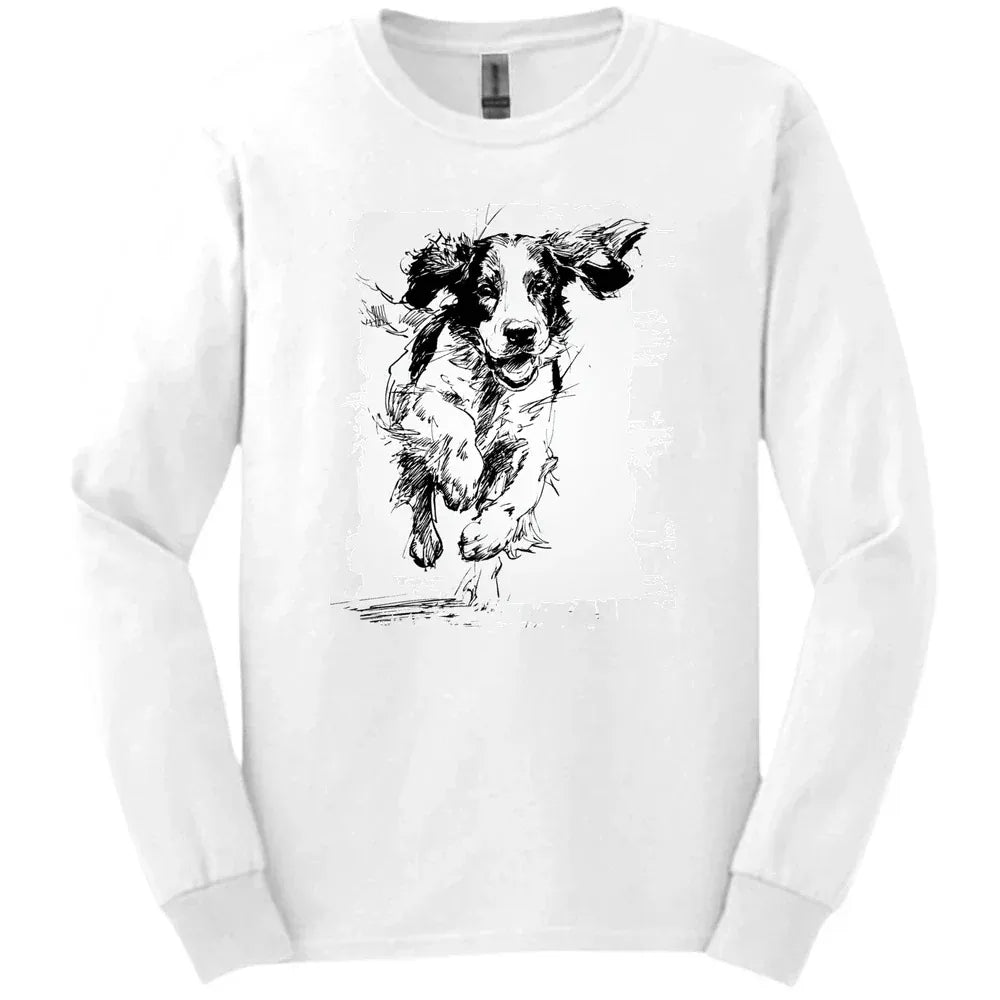 English Springer Spaniel - Running Dog Long Sleeve Tee - White