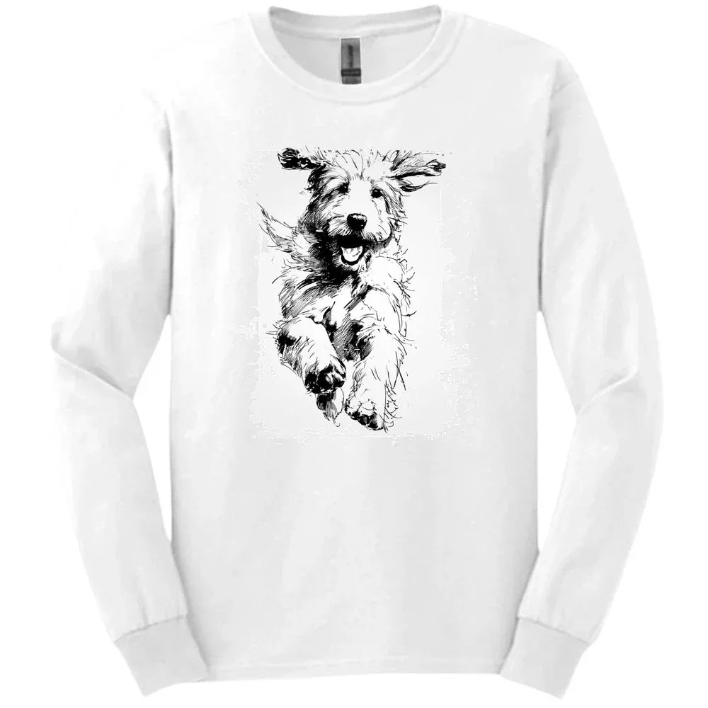 Golden Doodle - Running Dog Long Sleeve Tee - White