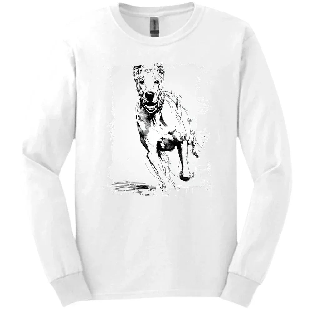 Great Dane - Running Dog Long Sleeve Tee - White