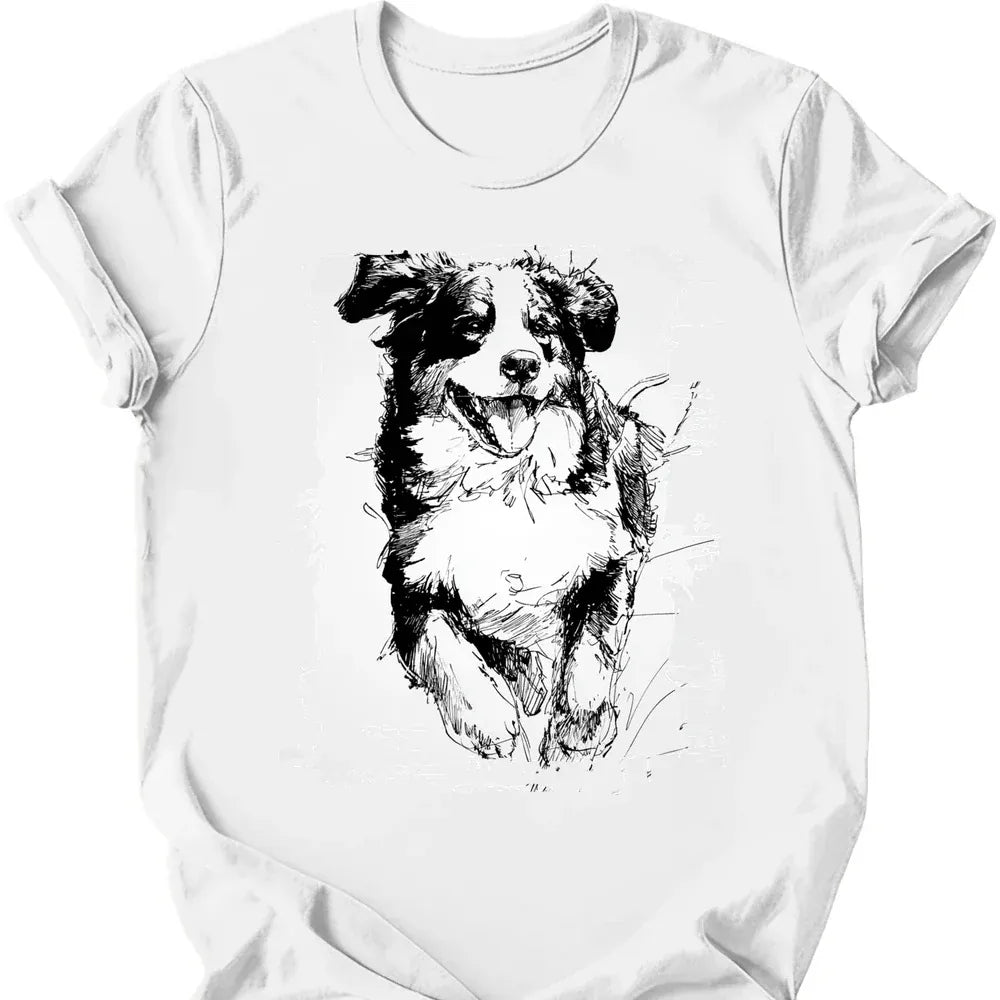 Bernese Mountain Dog - Running Dog T-Shirt - White