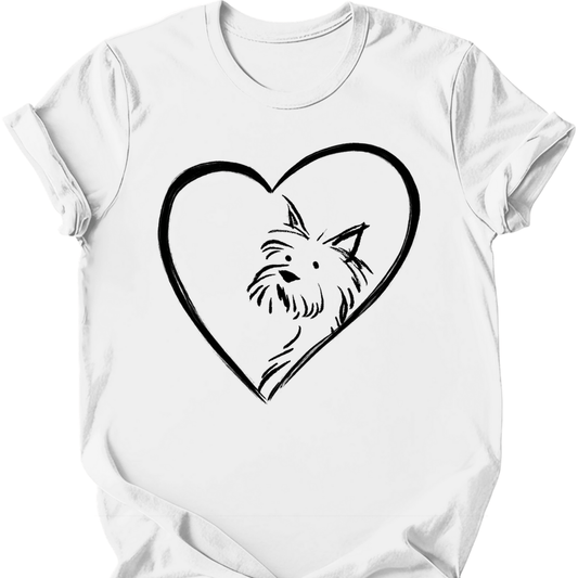 Yorkshire Terrier - Heart Dog T-Shirt - White