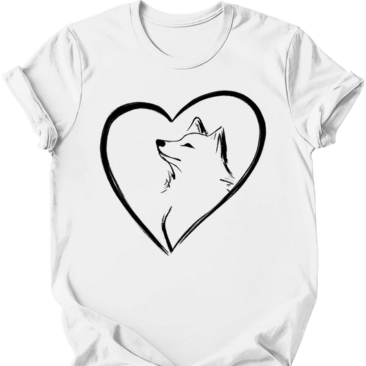 Shiba Inu - Heart Dog T-Shirt - White