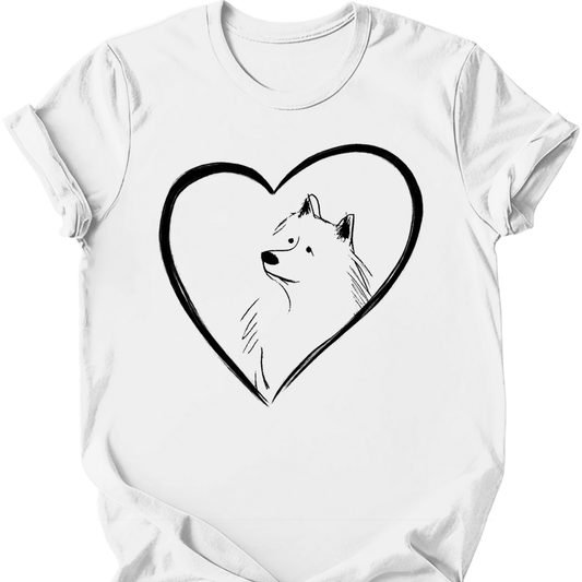 Samoyed - Heart Dog T-Shirt - White