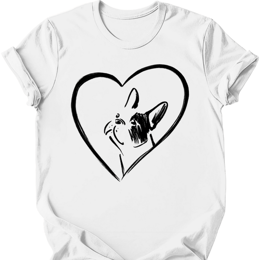Boston Terrier - Heart Dog T-Shirt - White