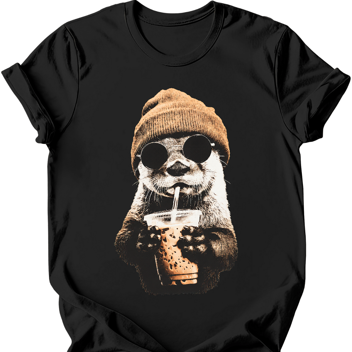akita hipster dog tee black