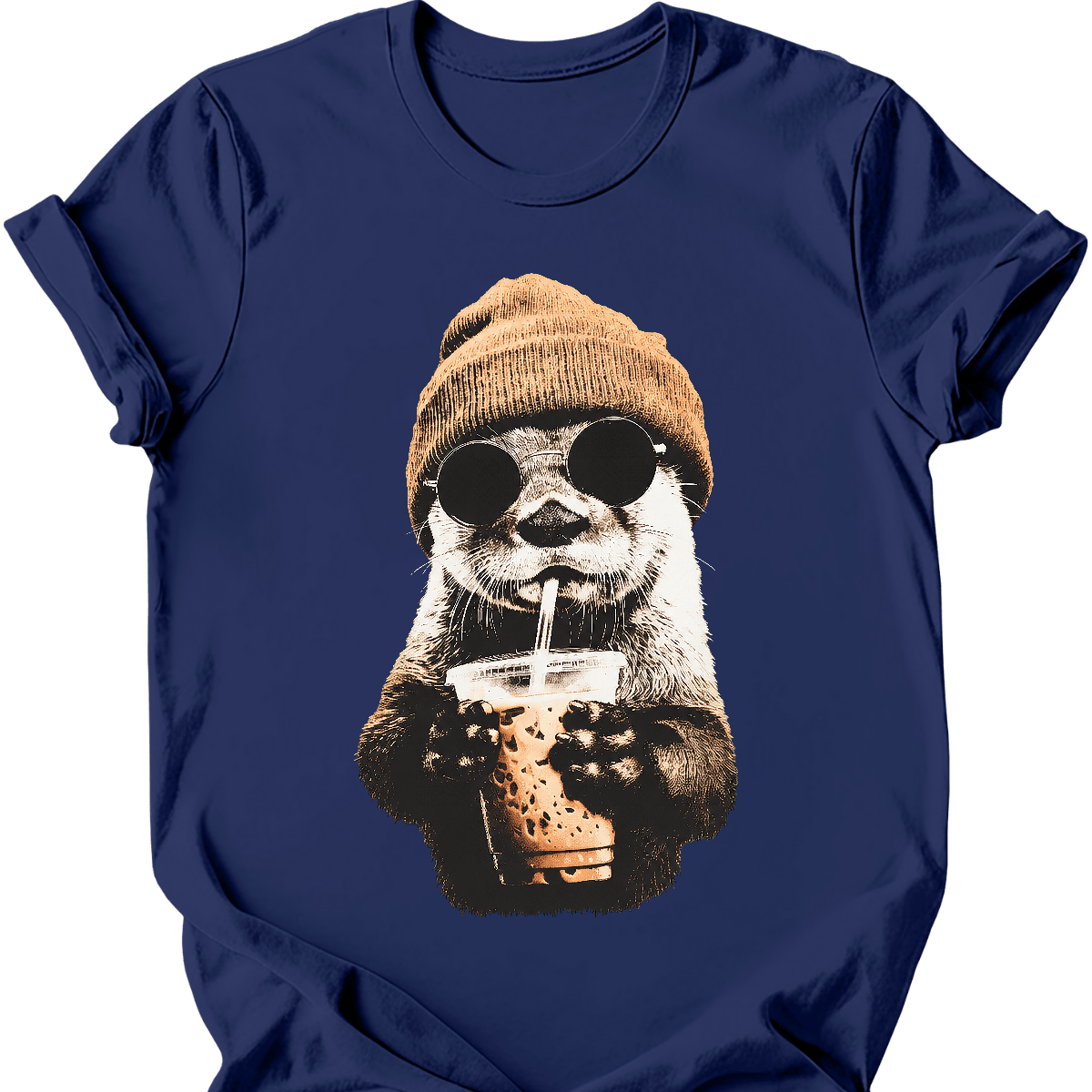 akita hipster dog tee navy