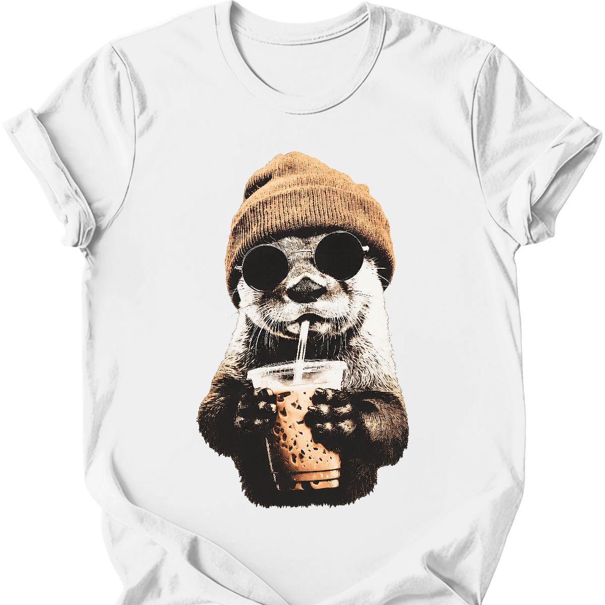 akita hipster dog tee white
