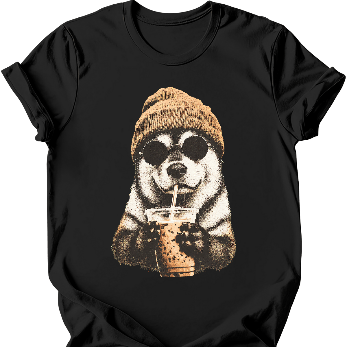 alaskan malamute hipster dog tee black