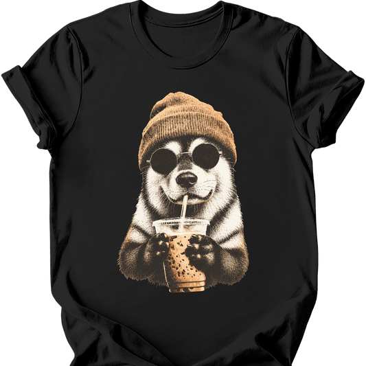 alaskan malamute hipster dog tee black