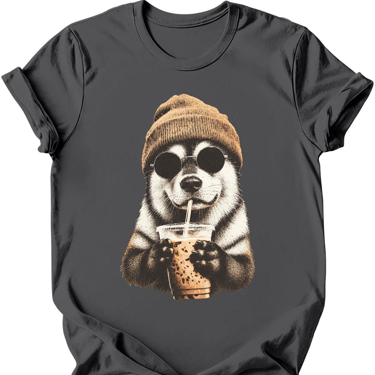 alaskan malamute hipster dog tee charcoal
