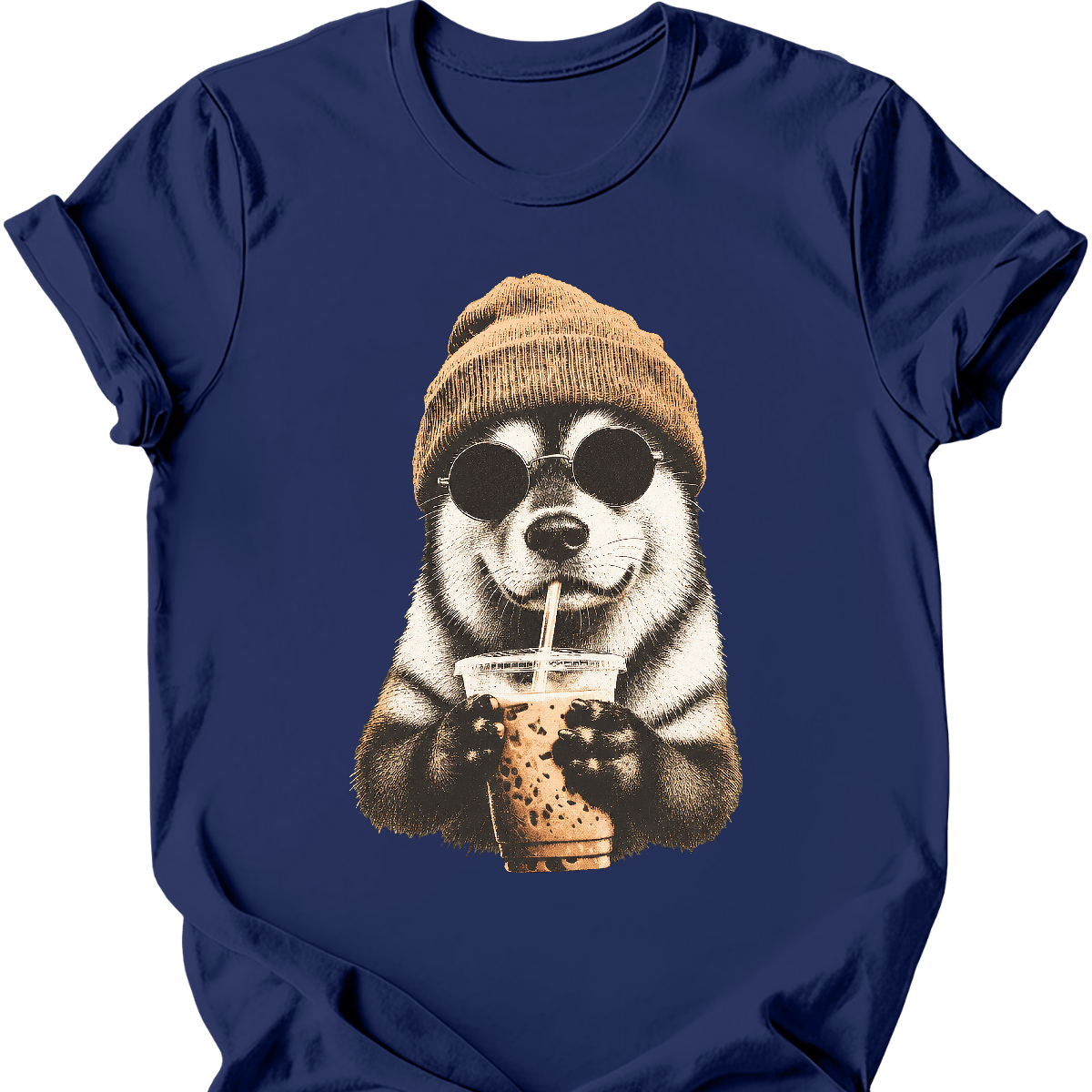 alaskan malamute hipster dog tee navy