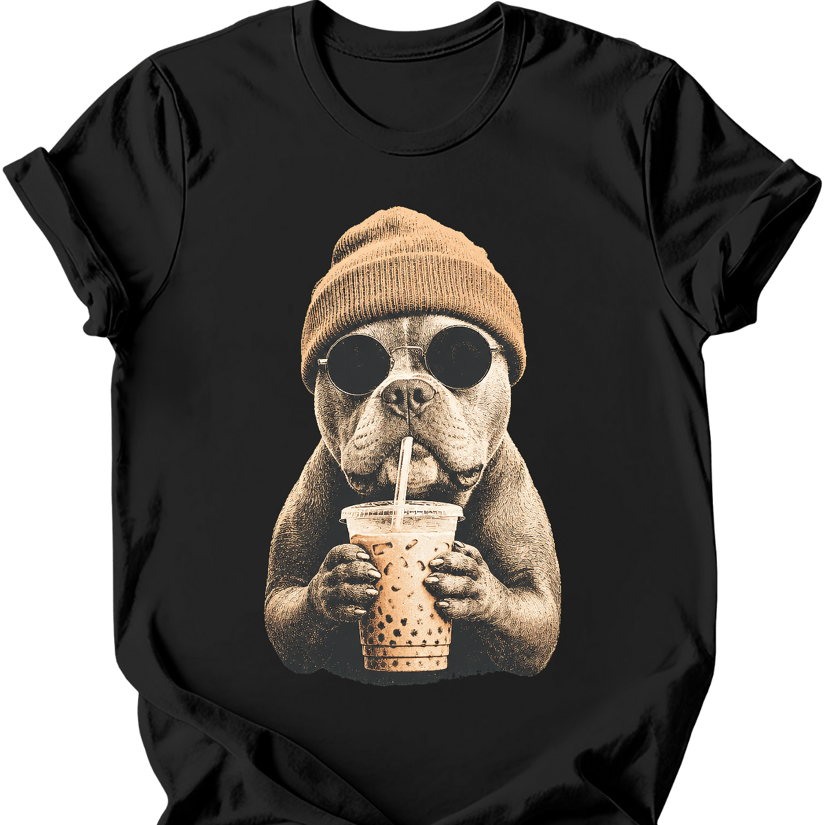 american bully hipster dog tee black