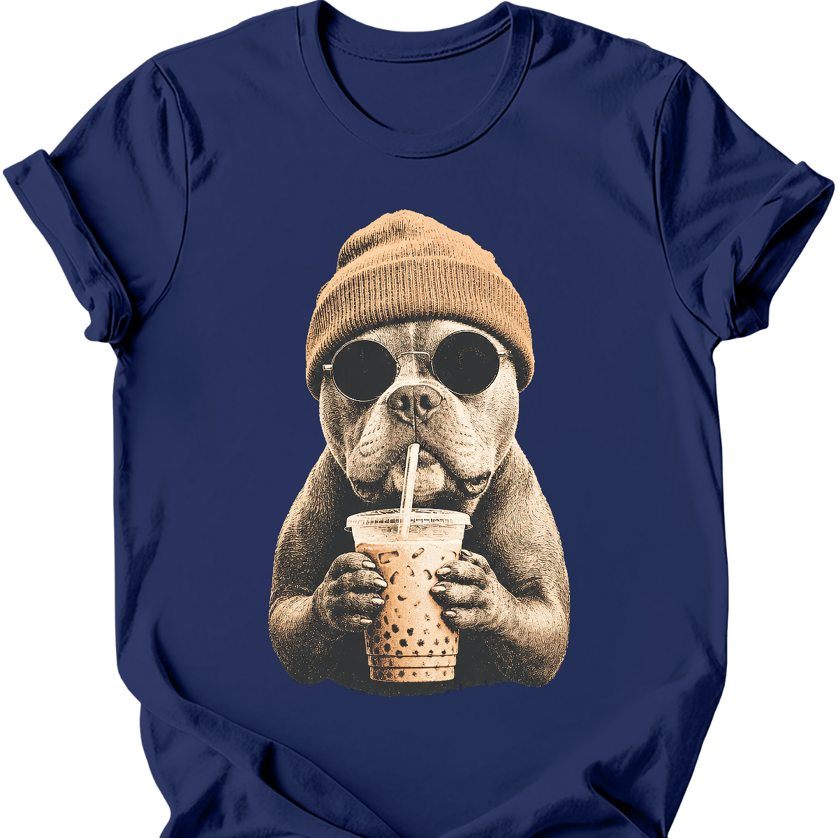 american bully hipster dog tee navy