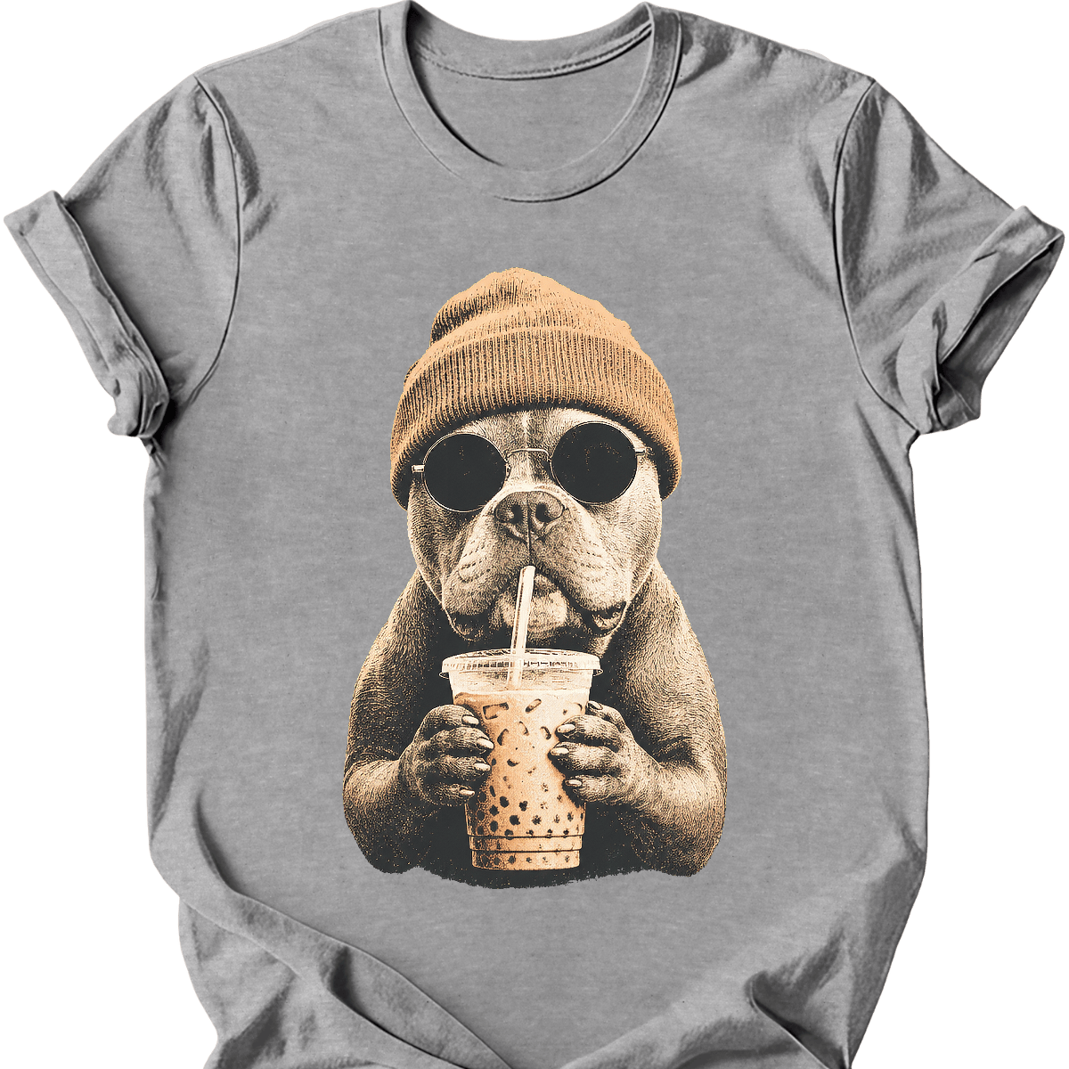 american bully hipster dog tee sport grey