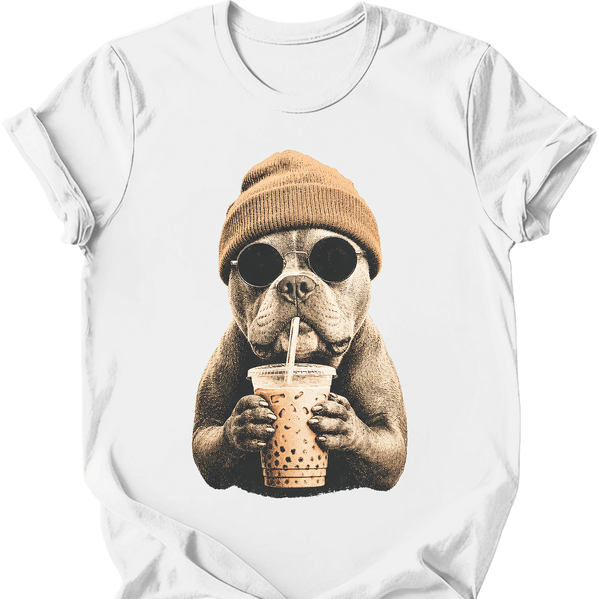 american bully hipster dog tee white