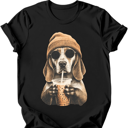 american foxhound hipster dog tee black