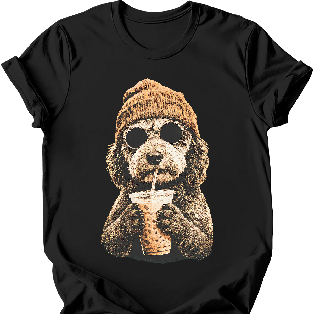 aussiedoodle hipster dog tee black