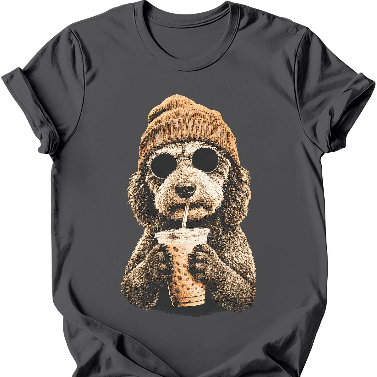 aussiedoodle hipster dog tee charcoal