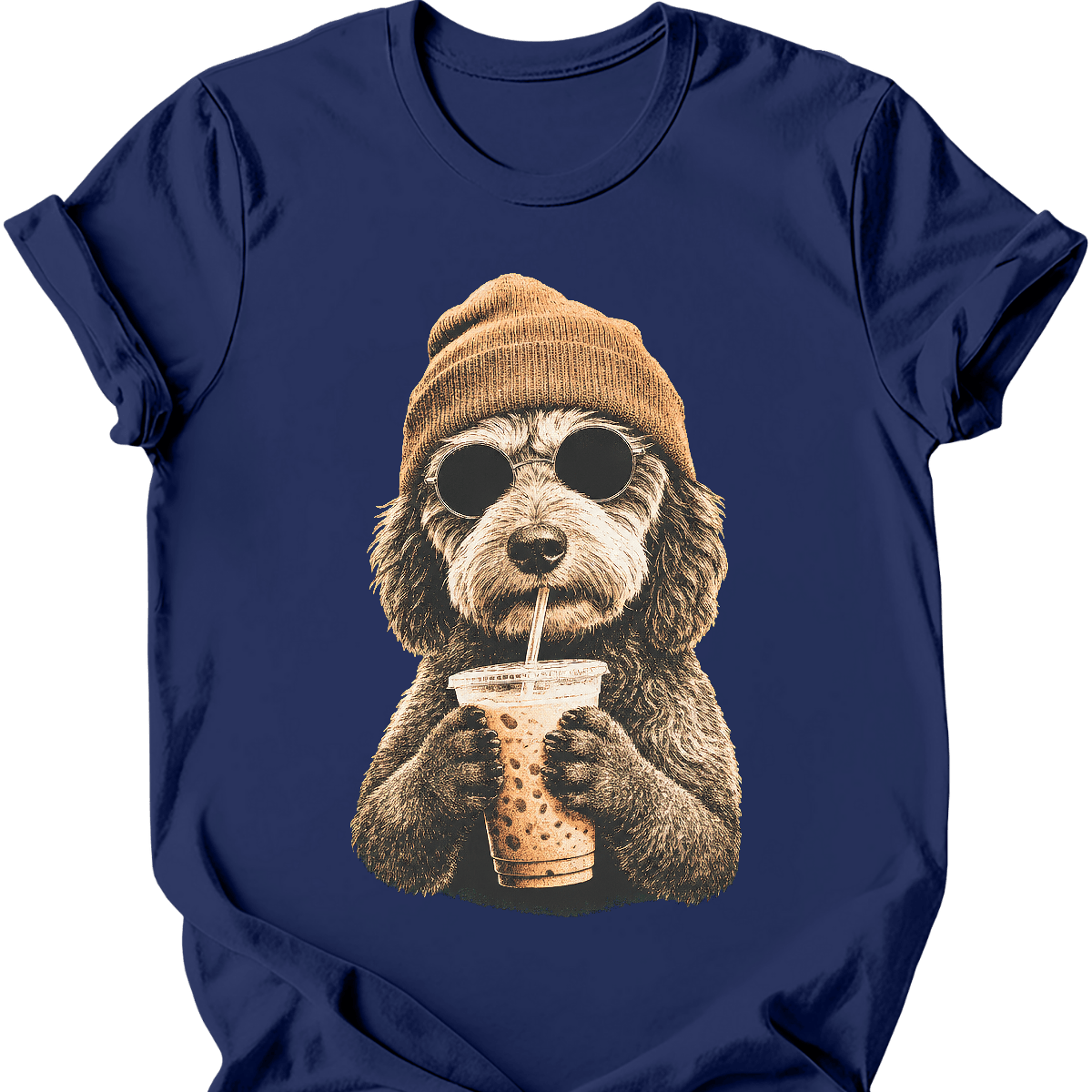 aussiedoodle hipster dog tee navy